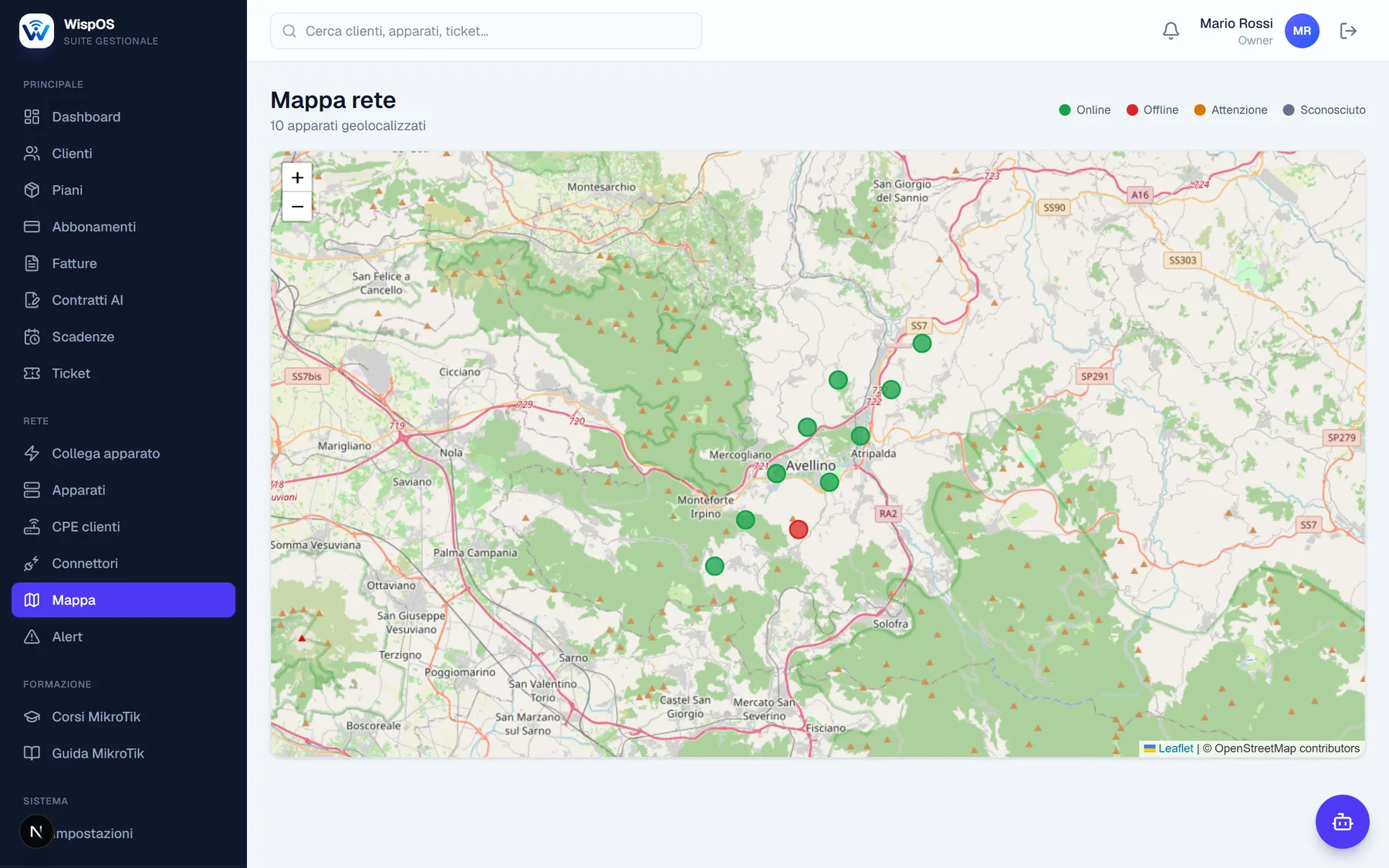 WispOS — Mappa della rete
